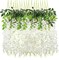 12pcs Artificial Wisteria Vine Hanging Rattan Garland Silk Flower for Wedding Party Home Garden Outdoor Ceremony Floral Décor, White